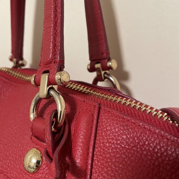 Coach Prairie True Red Pebbled Leather Convertible Chain Satchel Gold - Picture 8 of 16